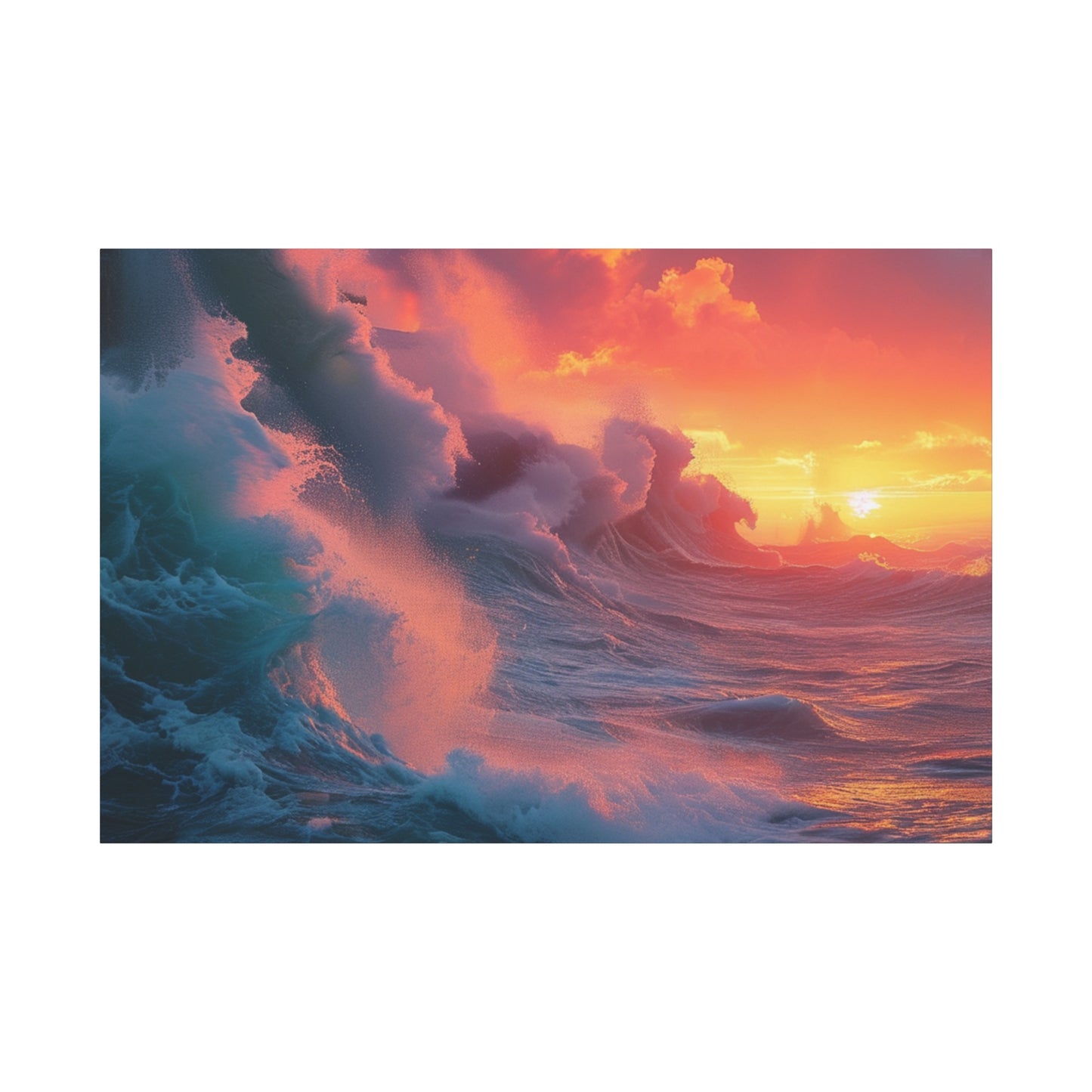 Sunset Waves: Crashing Sea with Whitecaps