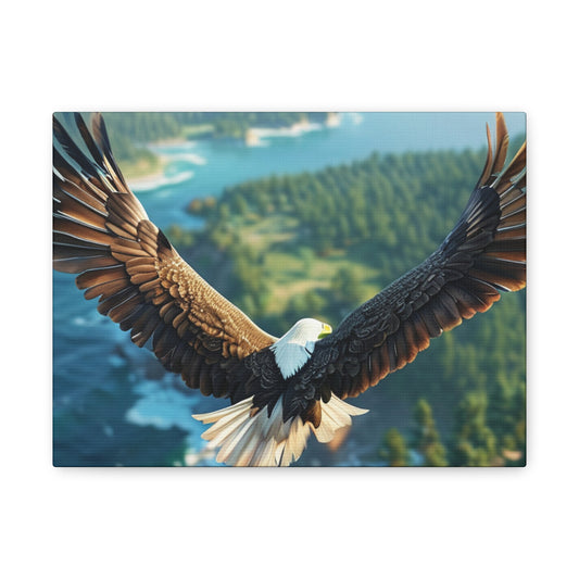 Majestic Bald Eagle in Flight Canvas Wall Art