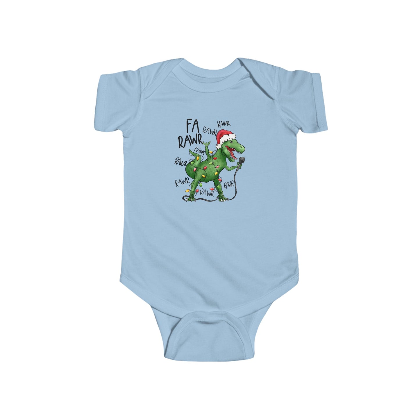 Fa Rawr Rawr Dinosaur Christmas Baby Bodysuit – Holiday Dino Fun