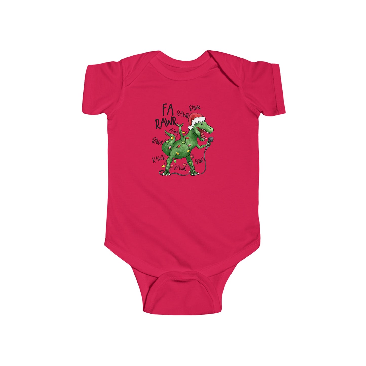 Fa Rawr Rawr Dinosaur Christmas Baby Bodysuit – Holiday Dino Fun