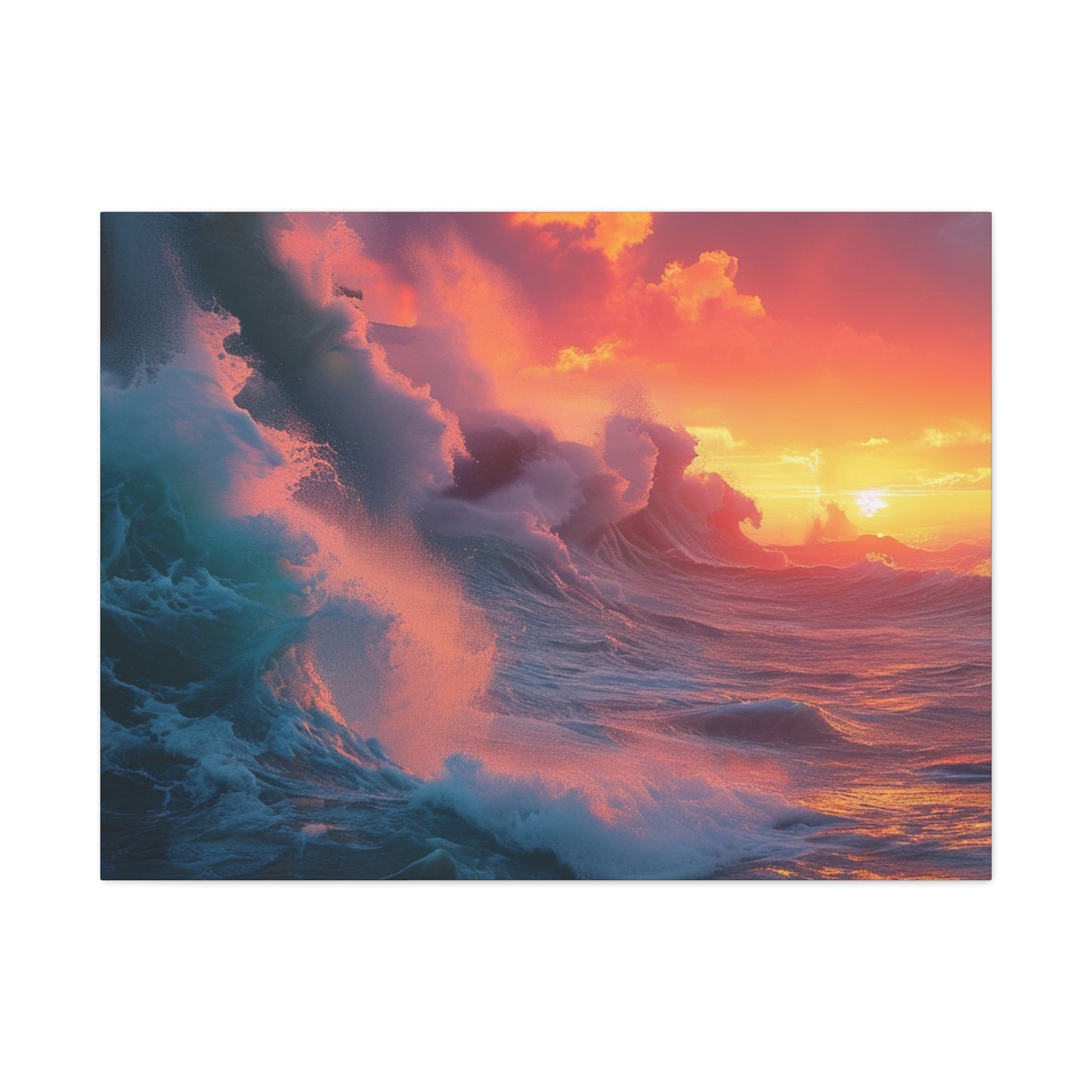 Sunset Waves: Crashing Sea with Whitecaps