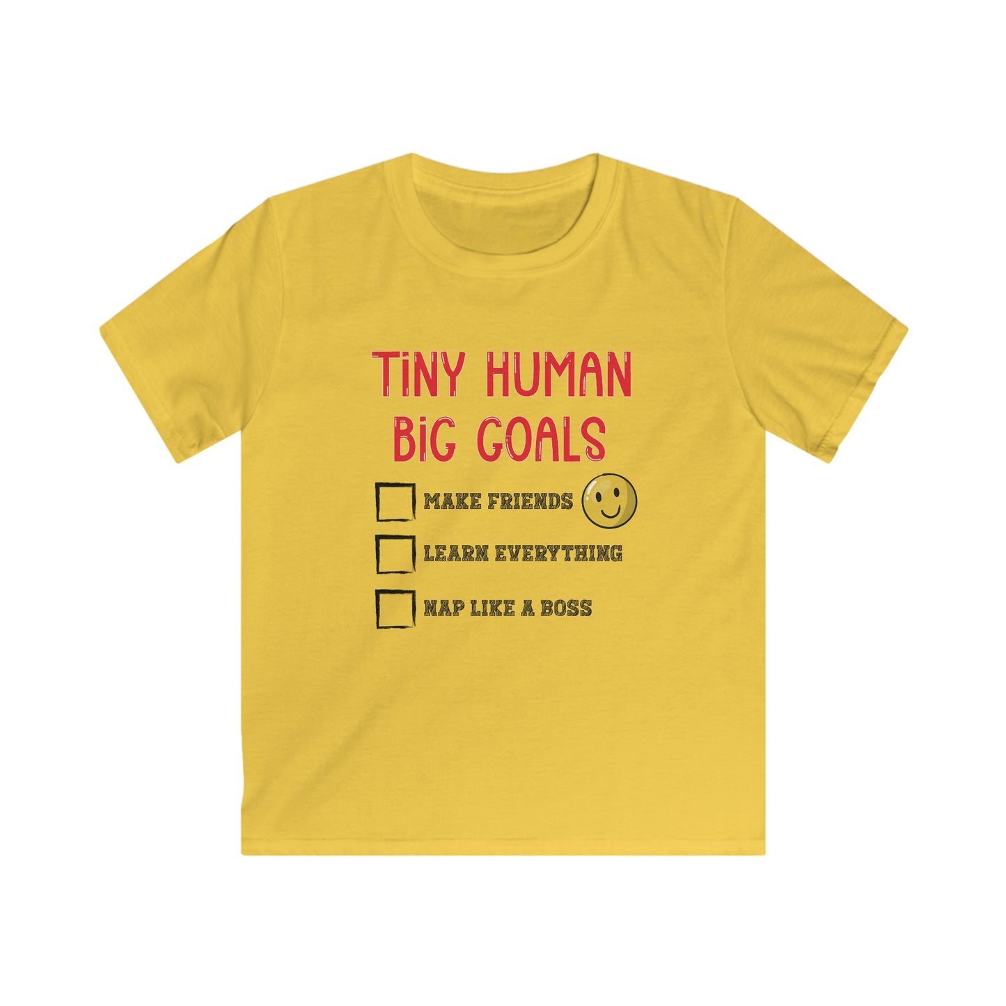 Tiny Human, Big Goals – Kids Softstyle Tee