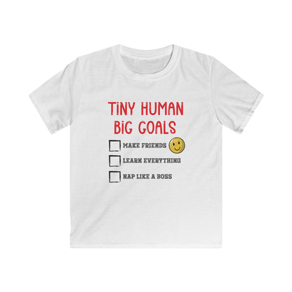 Tiny Human, Big Goals – Kids Softstyle Tee