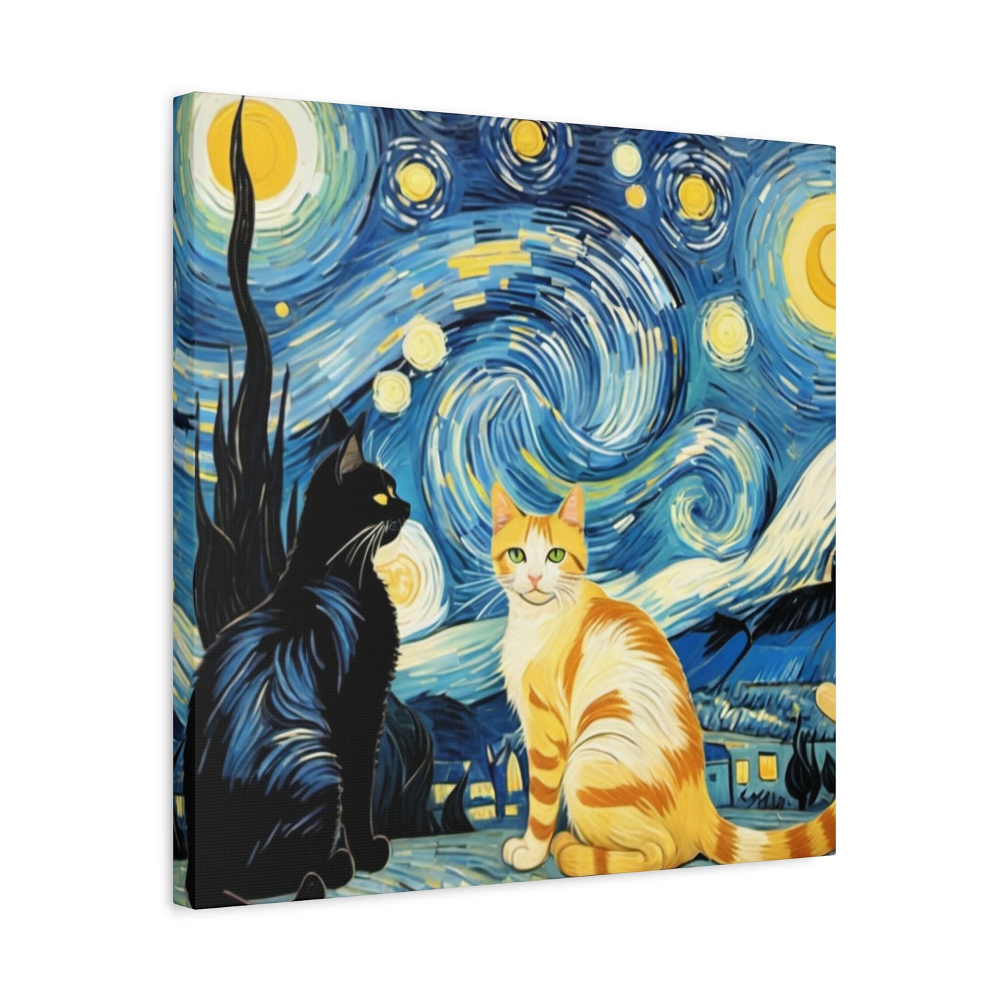 Starry Night Cats Canvas Art