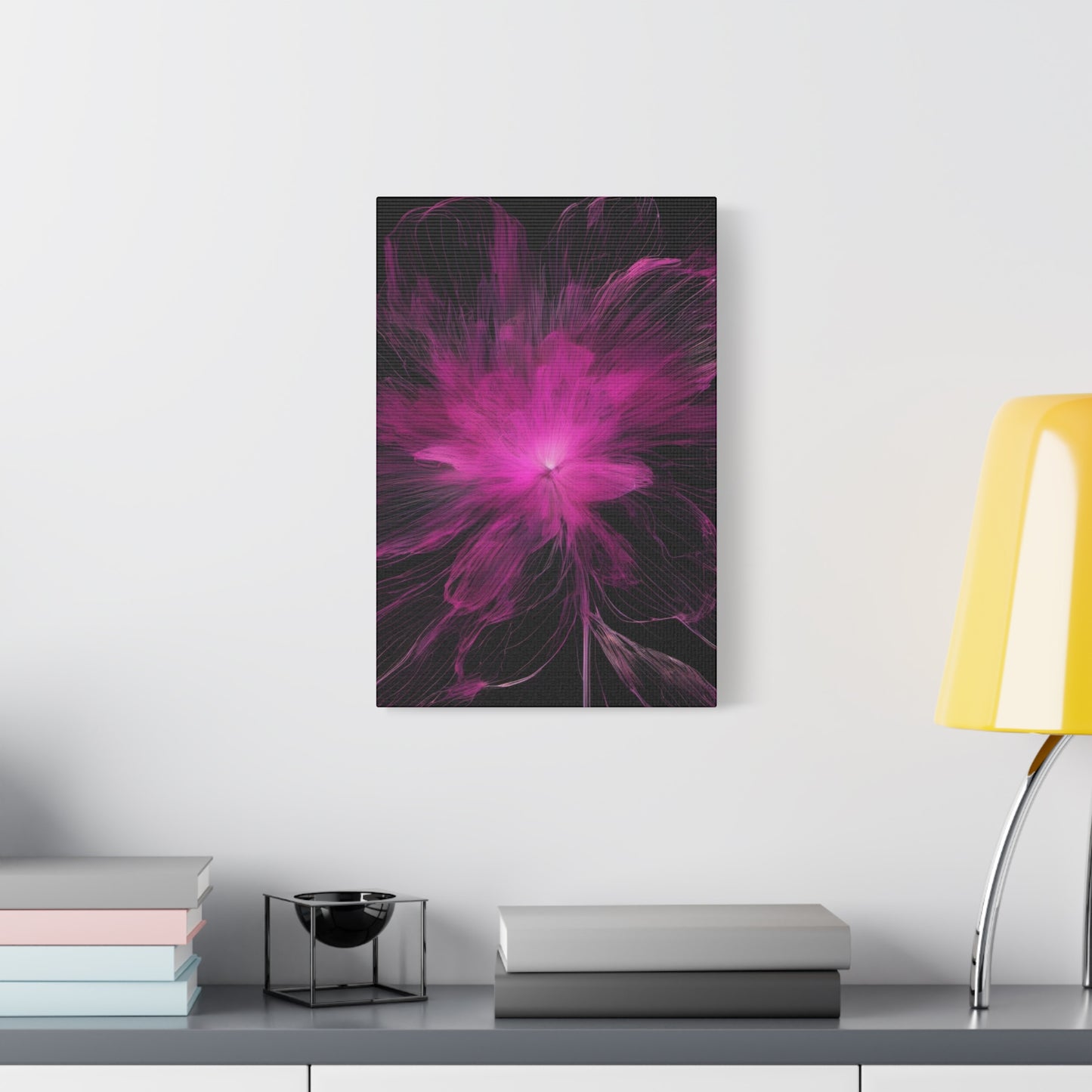 Bright Pink Ink Punk Flower Canvas Art