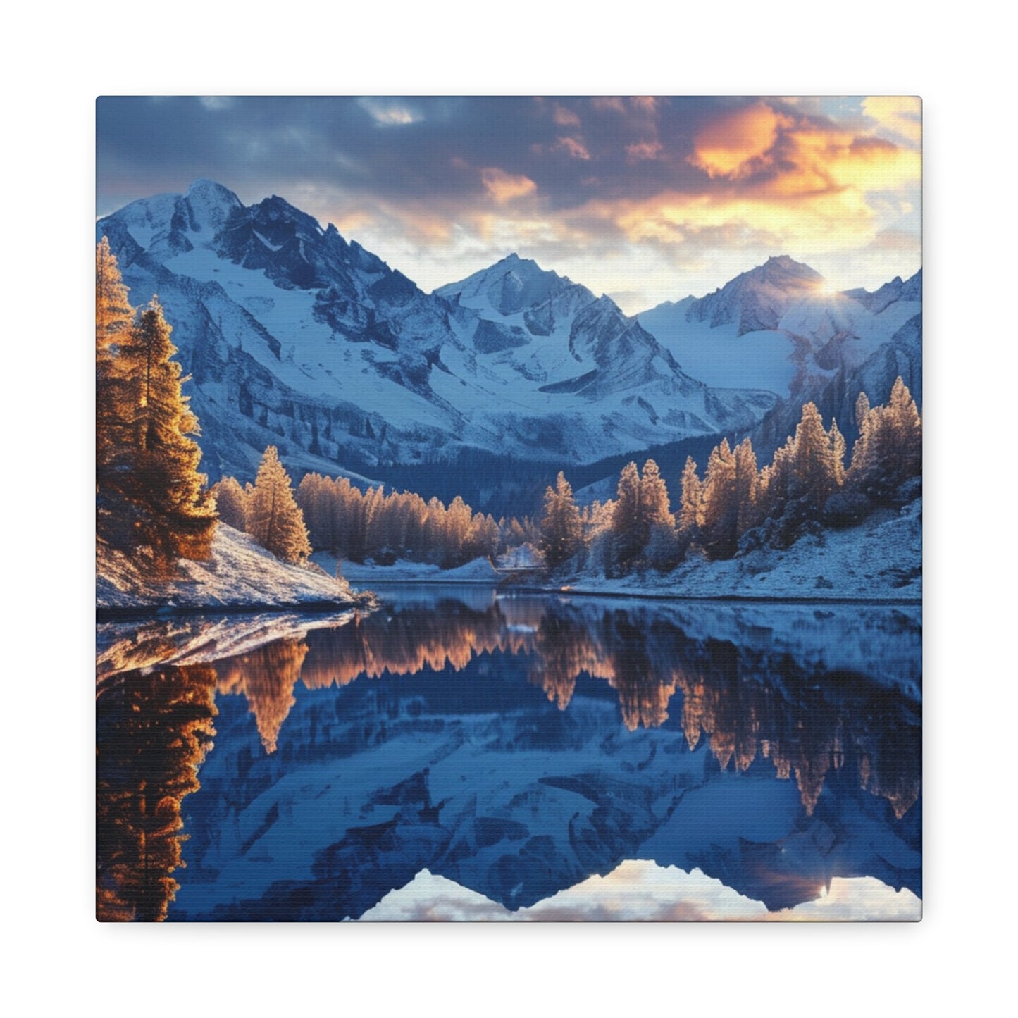 Mountain Sunrise River Canvas