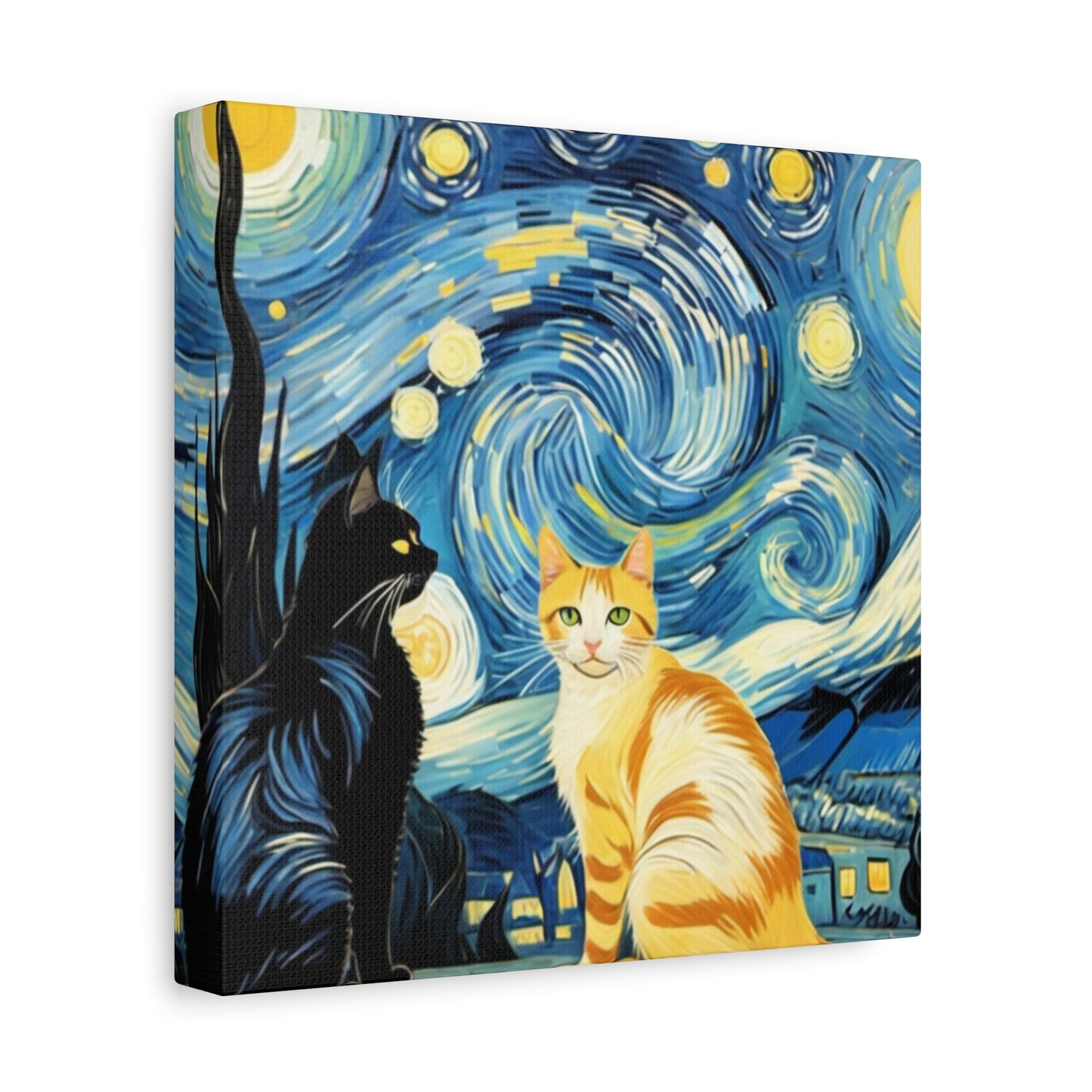 Starry Night Cats Canvas Art