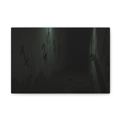 Count Your Steps, Not Your Regrets – Haunted Stairwell Canvas
