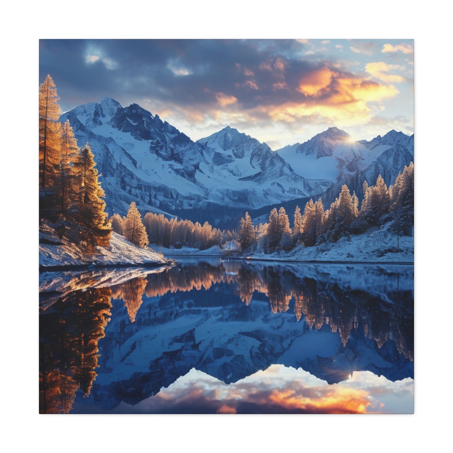 Mountain Sunrise River Canvas