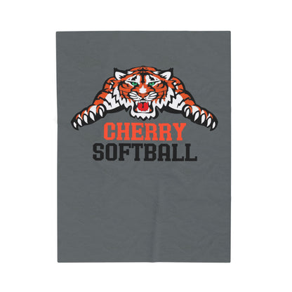 Cherry Tigers Softball Velveteen Blanket
