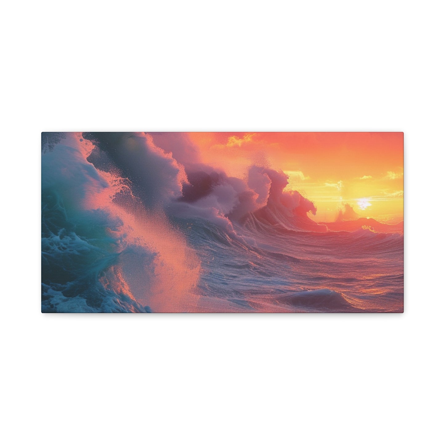 Sunset Waves: Crashing Sea with Whitecaps