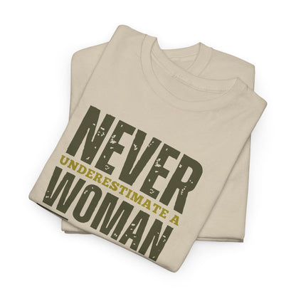 Never Underestimate a Woman with a DD-214 Tee – Bold, Fierce, and Veteran Strong