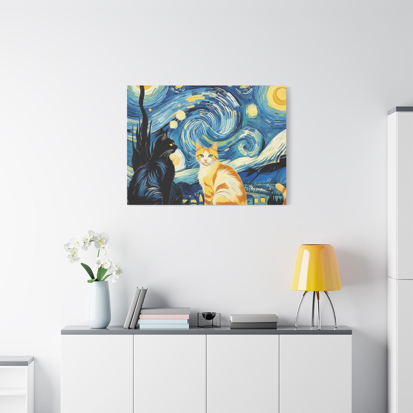 Starry Night Cats Canvas Art