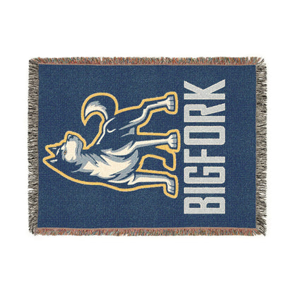 Bigfork Huskies Woven Throw Blanket — 100% Cotton, Fringed, 3 Sizes