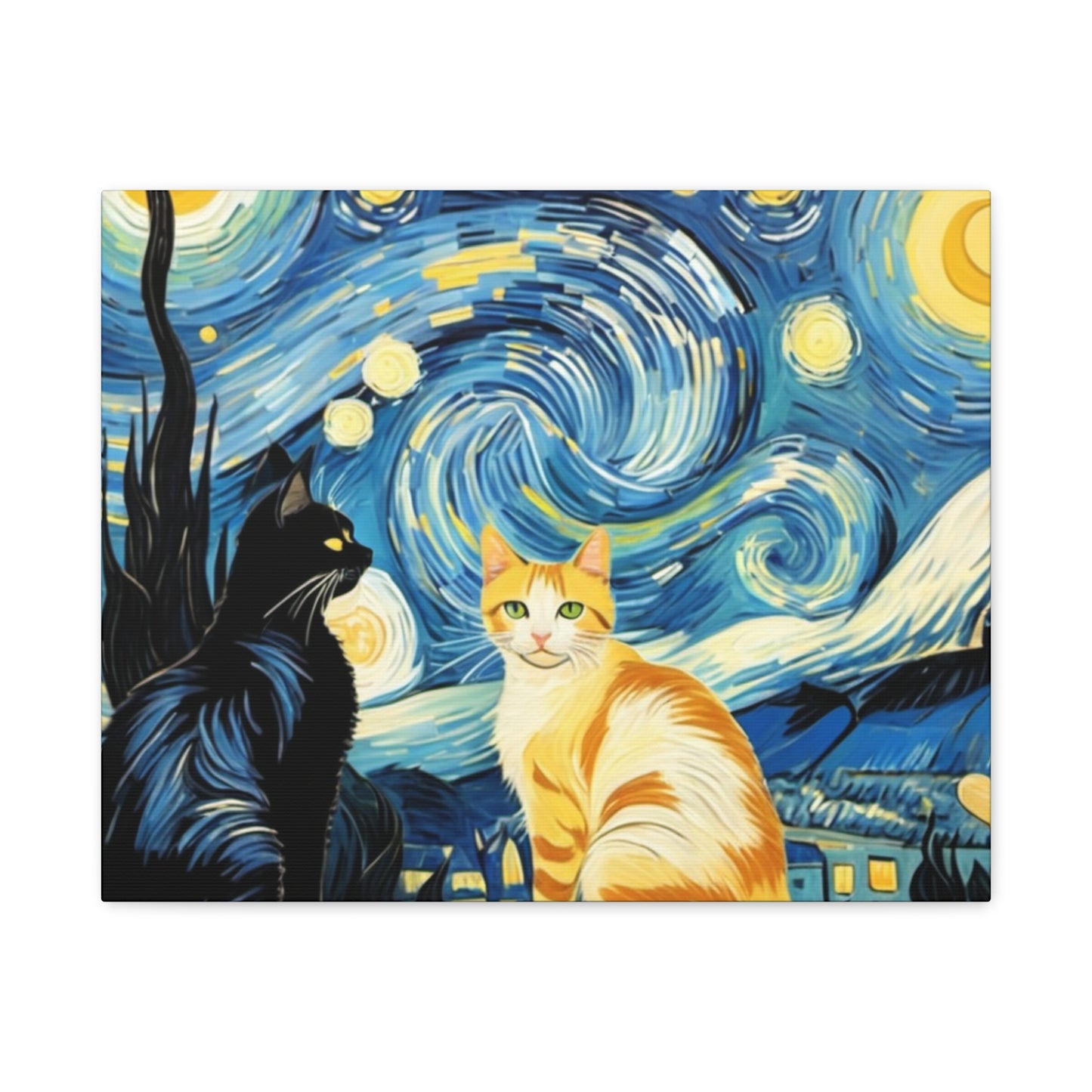 Starry Night Cats Canvas Art