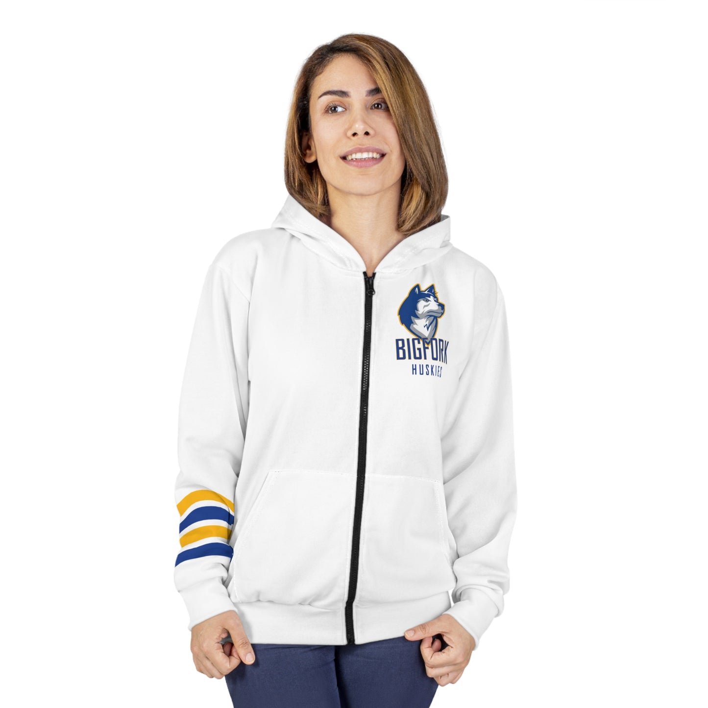 Bigfork Huskies Full-Zip Hoodie – Stripes & Husky Pride