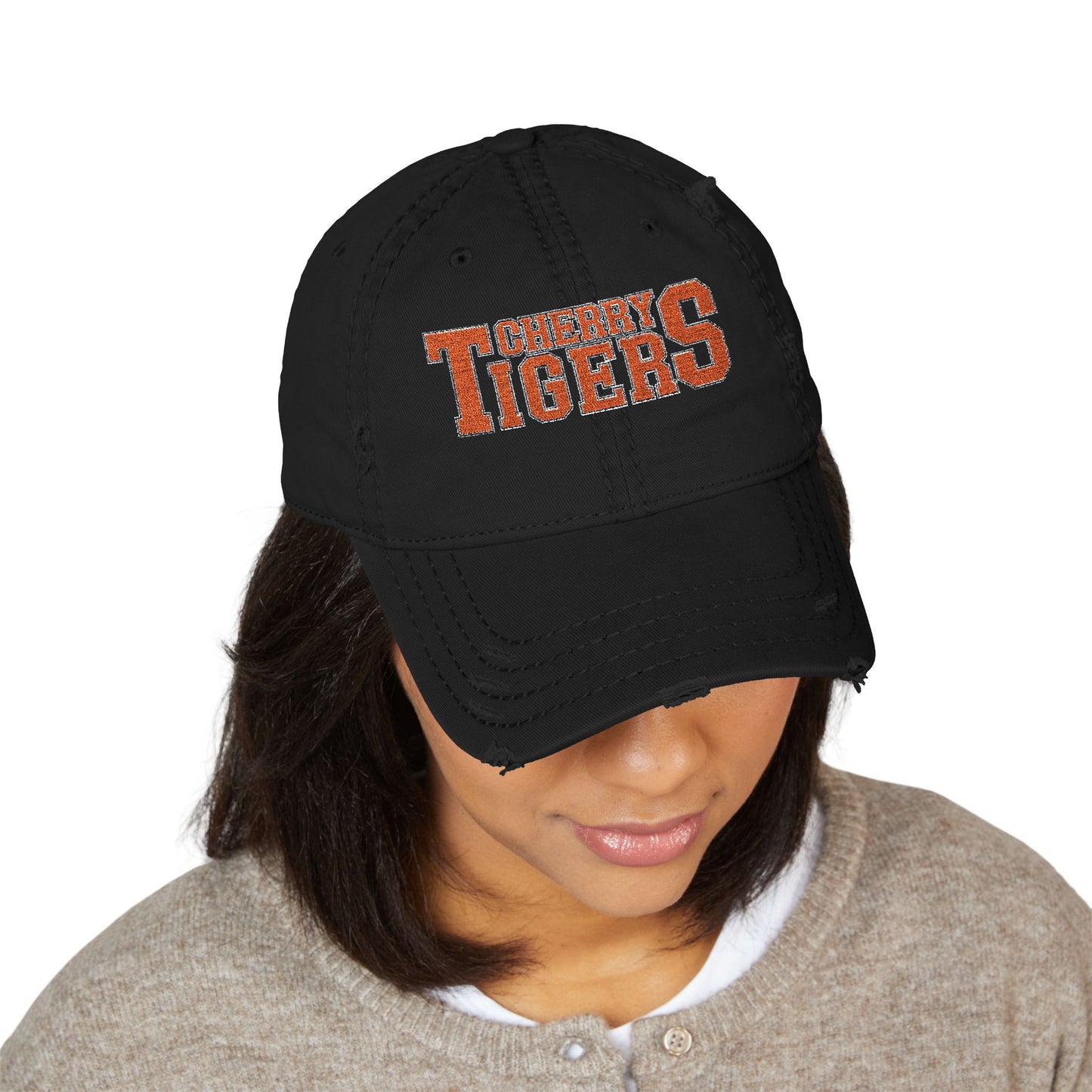 Cherry Tigers Distressed Dad Hat – Battle-Tested Style, Built for Legends 🧢🐅