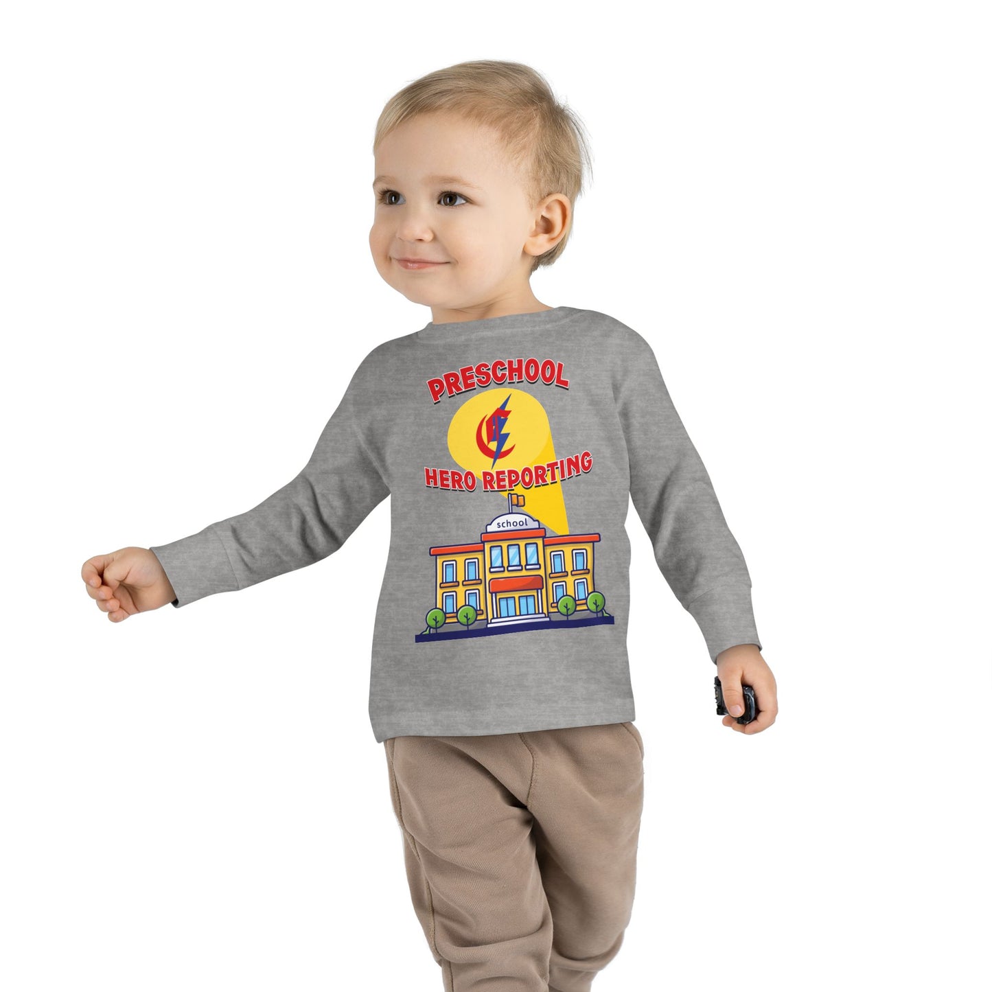 Preschool: Hero Reporting for Duty – Chisholm Bluestreaks Toddler Long Sleeve Tee