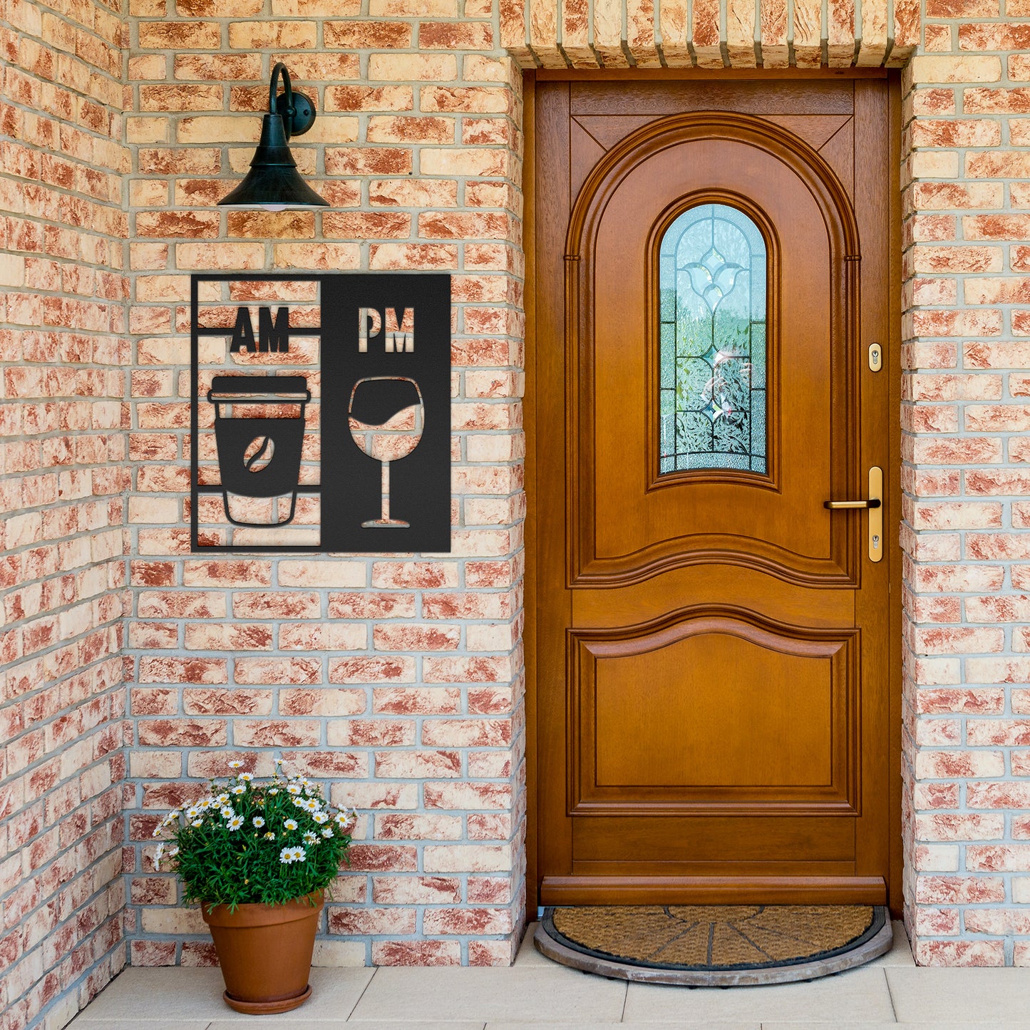 AM Coffee, PM Wine Metal Sign – Elegant Home Decor