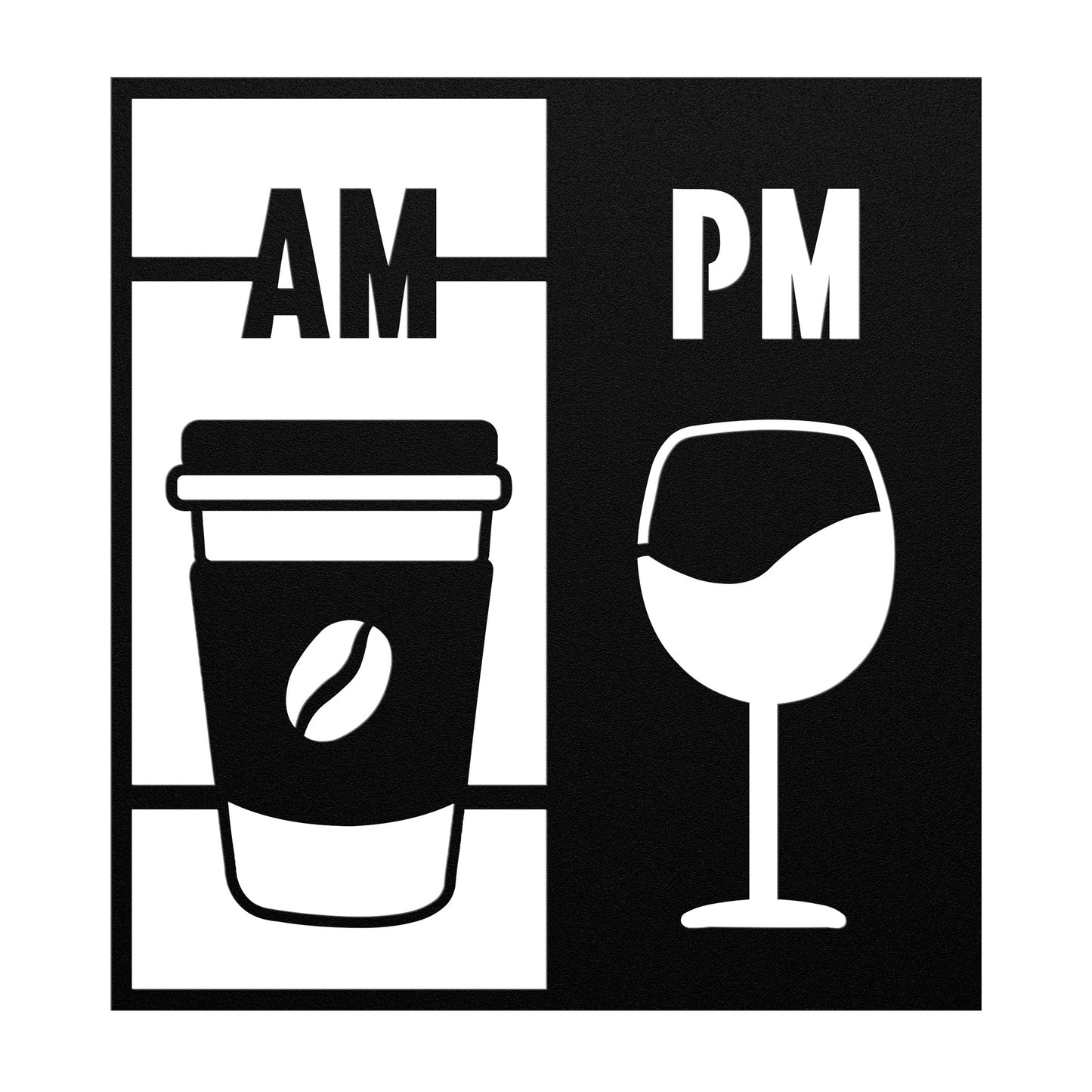 AM Coffee, PM Wine Metal Sign – Elegant Home Decor