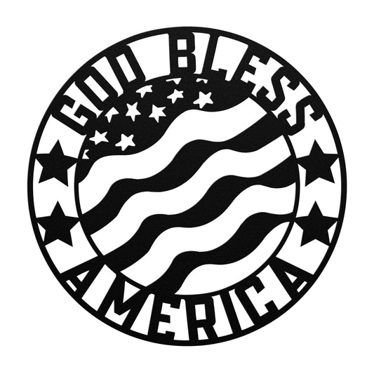 American Flag Metal Wall Art - God Bless America