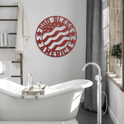 American Flag Metal Wall Art - God Bless America