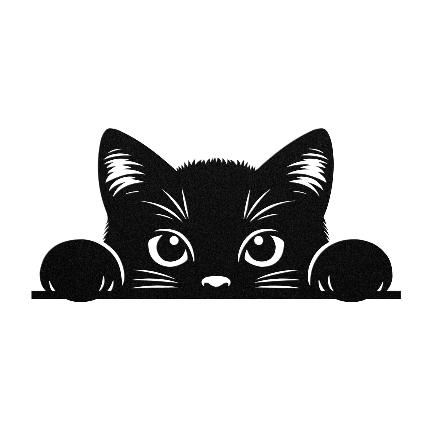 Cat Peeking Over Window Sill Metal Sign