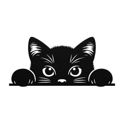 Cat Peeking Over Window Sill Metal Sign