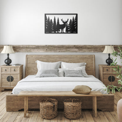 Deer in Pine Grove Metal Sign