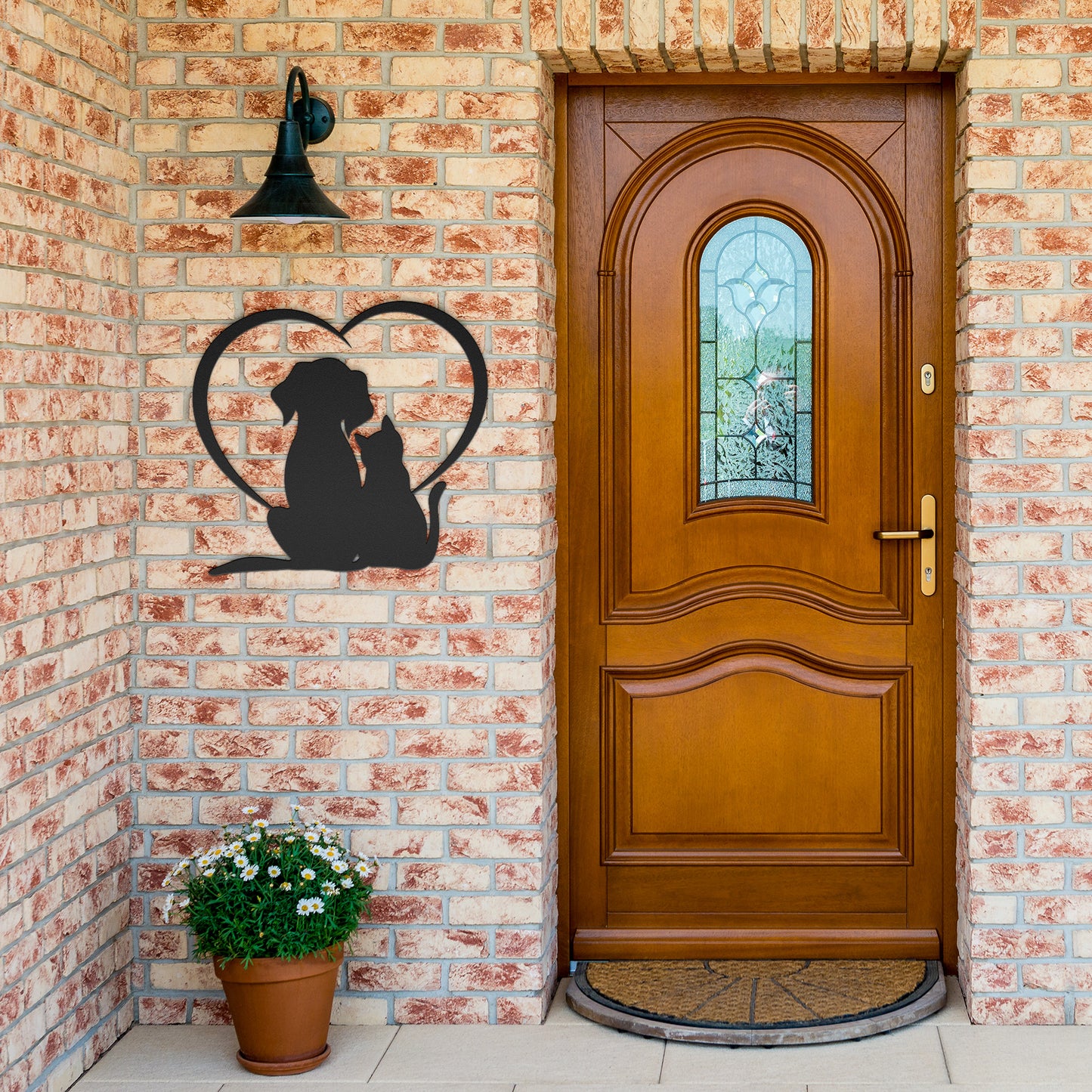 Dog and Cat Love Metal Wall Art