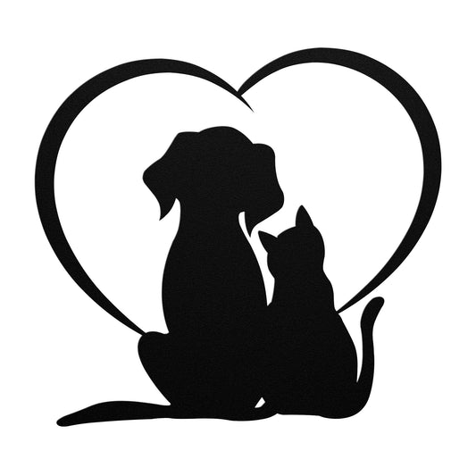 Dog and Cat Love Metal Wall Art
