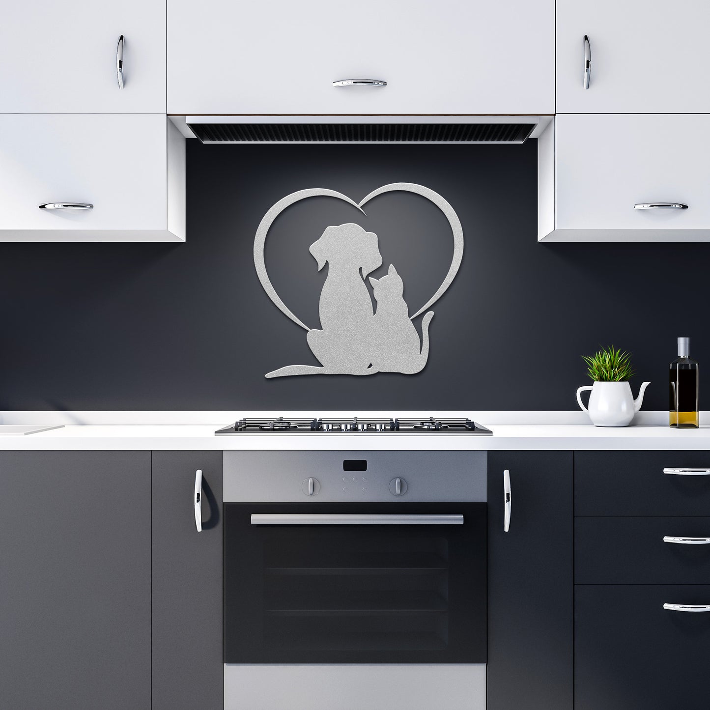 Dog and Cat Love Metal Wall Art