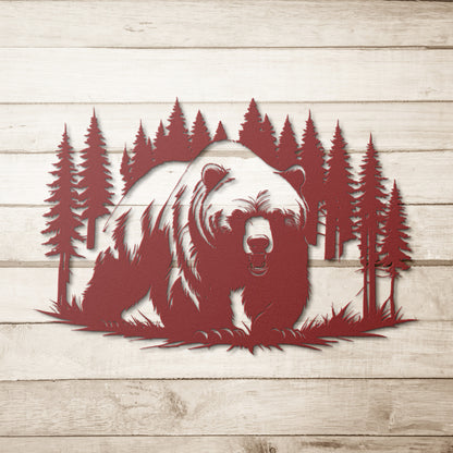 Fierce Bear Metal Wall Art