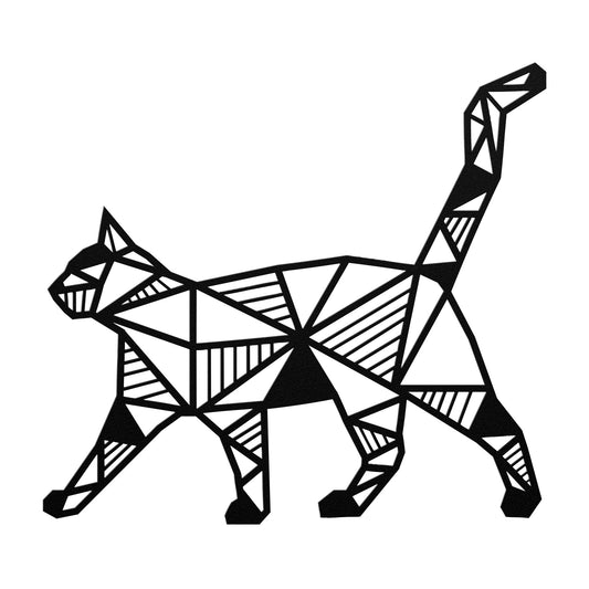 Geometric Cat Metal Sign