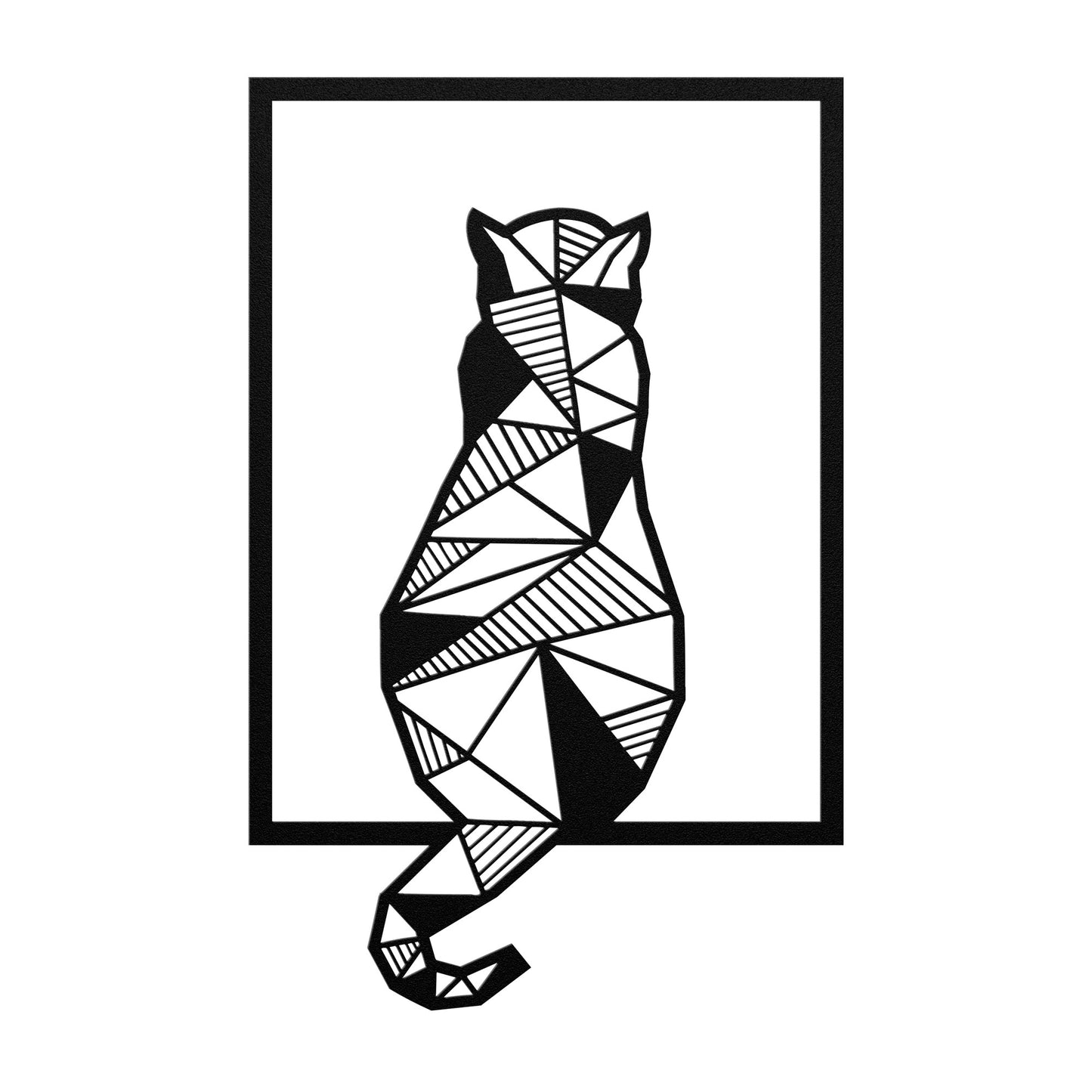 Geometric Cat in Window Metal Sign
