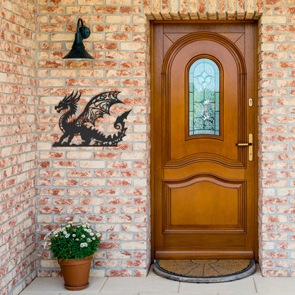 Geometric Dragon Metal Wall Art