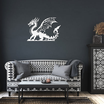 Geometric Dragon Metal Wall Art