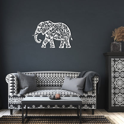 Geometric Elephant Metal Sign