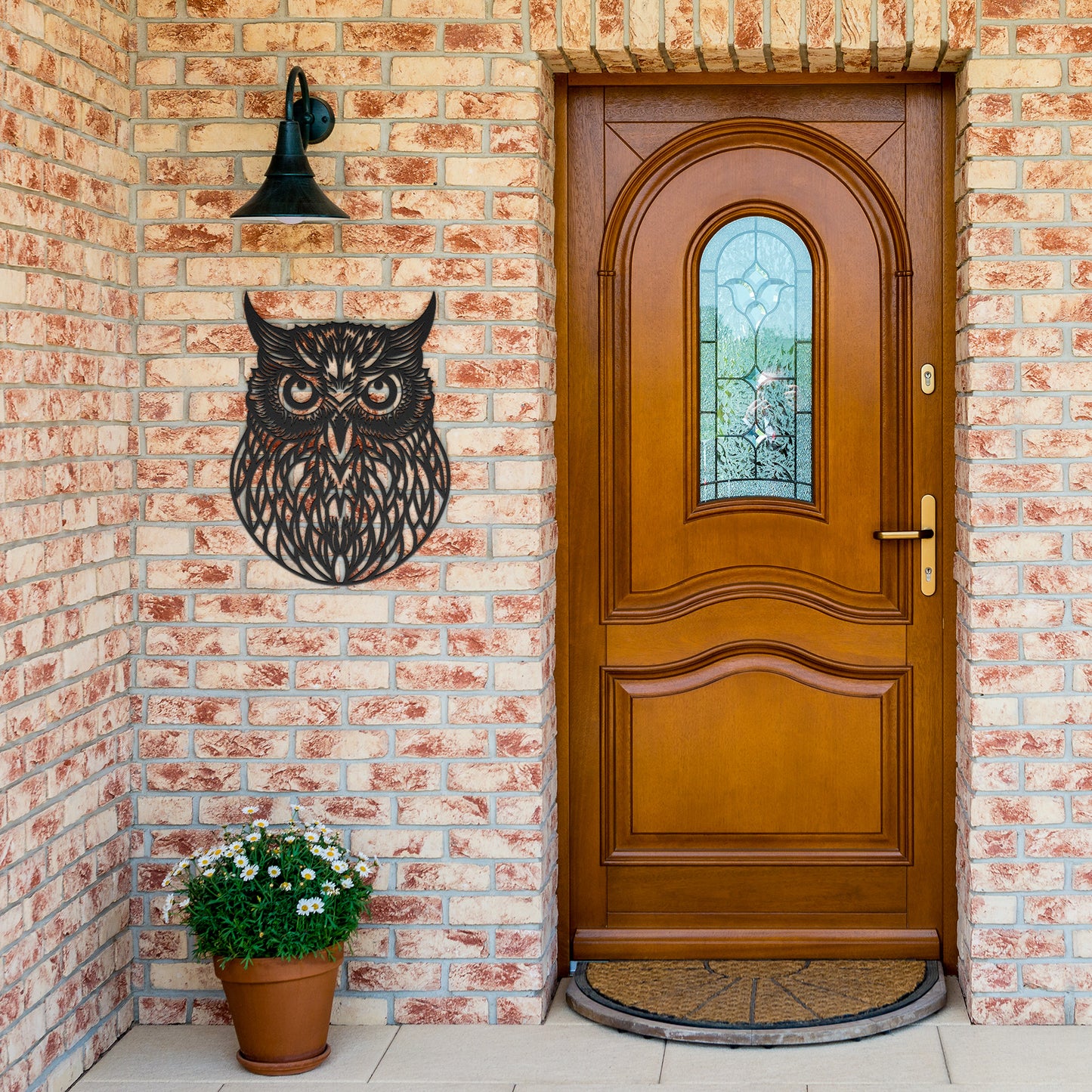 Geometric Owl Head Metal Wall Art