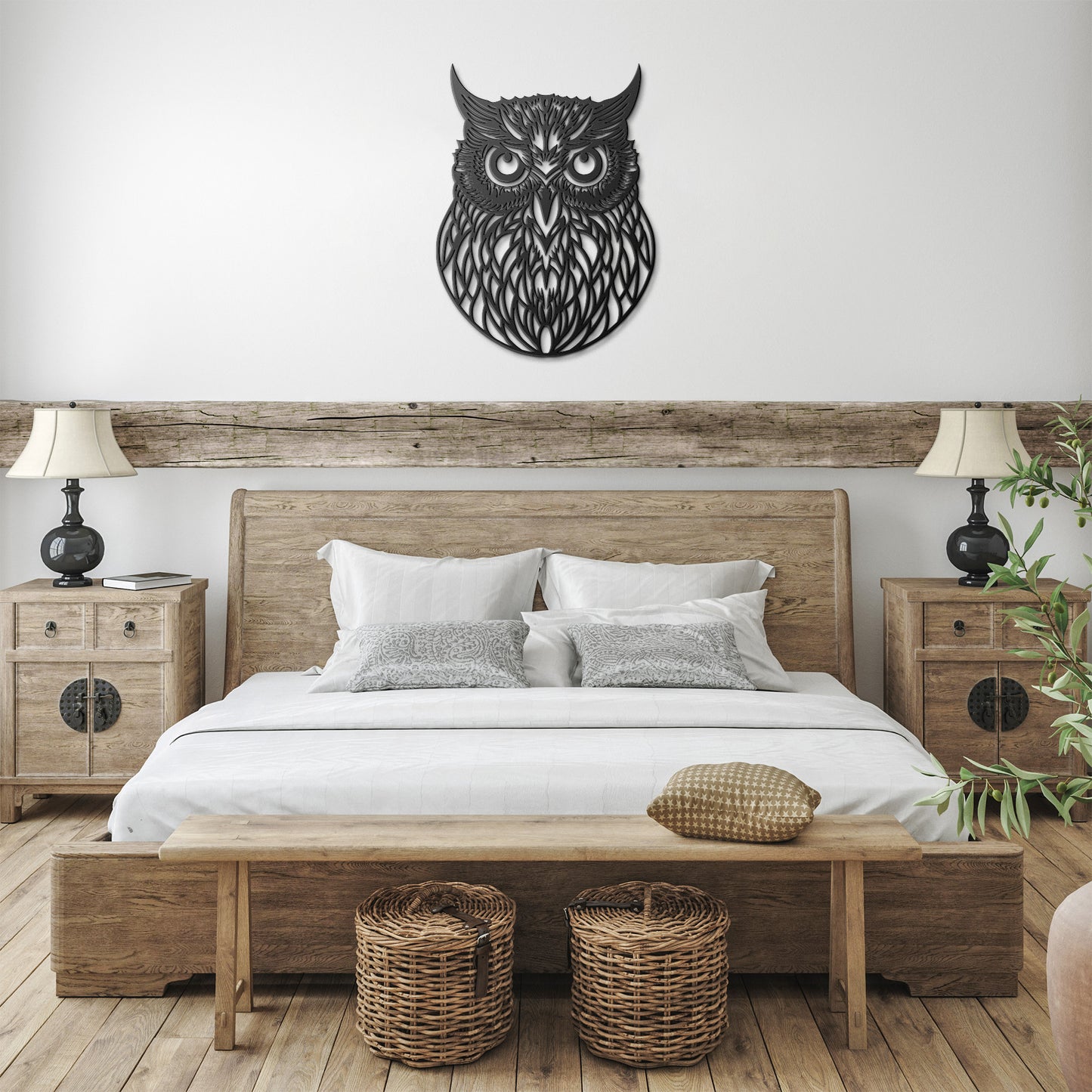 Geometric Owl Head Metal Wall Art