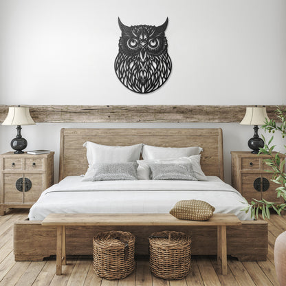 Geometric Owl Head Metal Wall Art