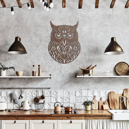 Geometric Owl Head Metal Wall Art