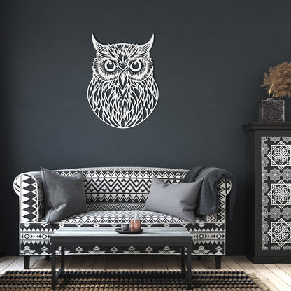 Geometric Owl Head Metal Wall Art