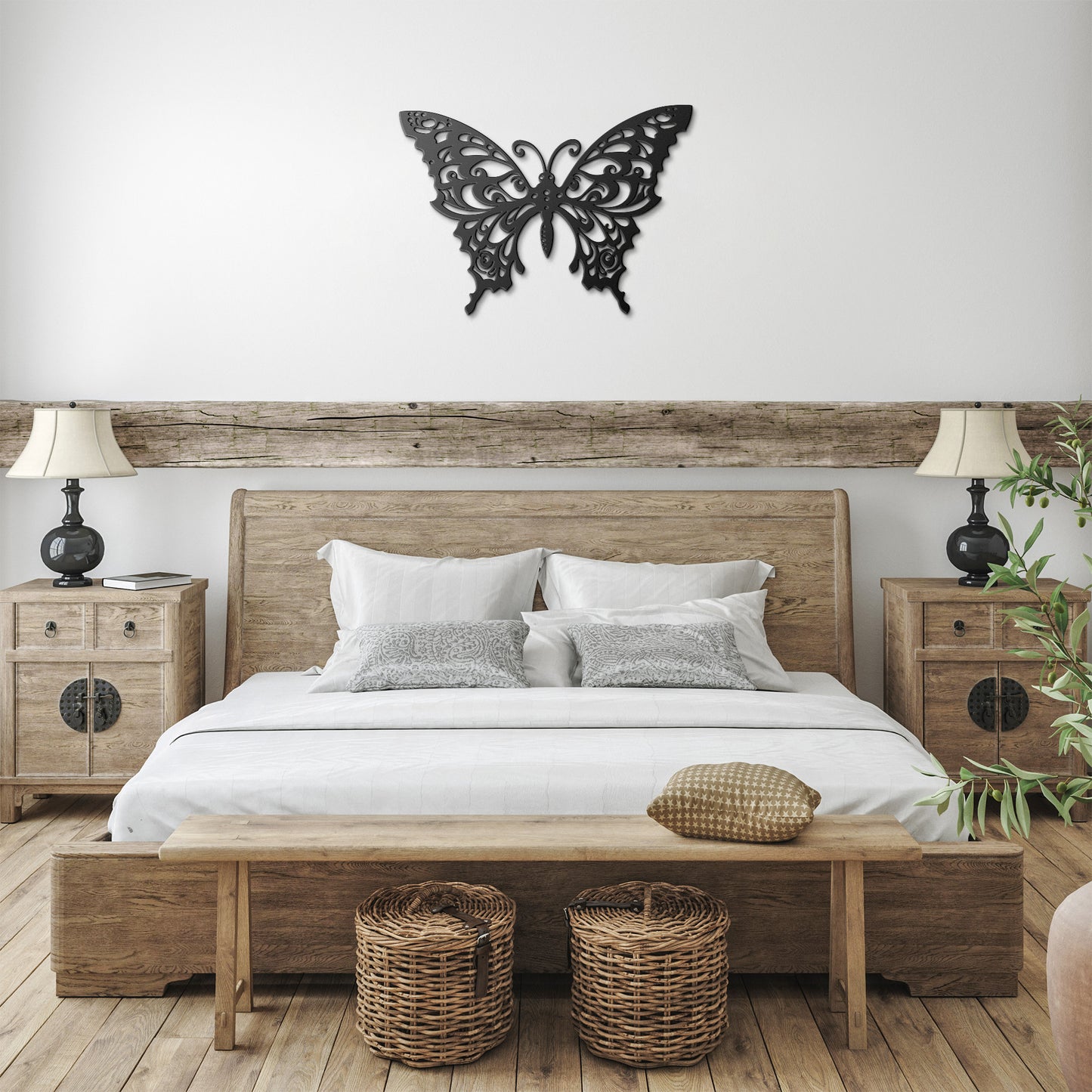 Intricate Swirl Butterfly Metal Wall Art