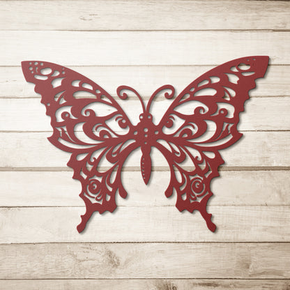 Intricate Swirl Butterfly Metal Wall Art