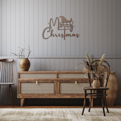 Merry Christmas Sleigh Metal Sign