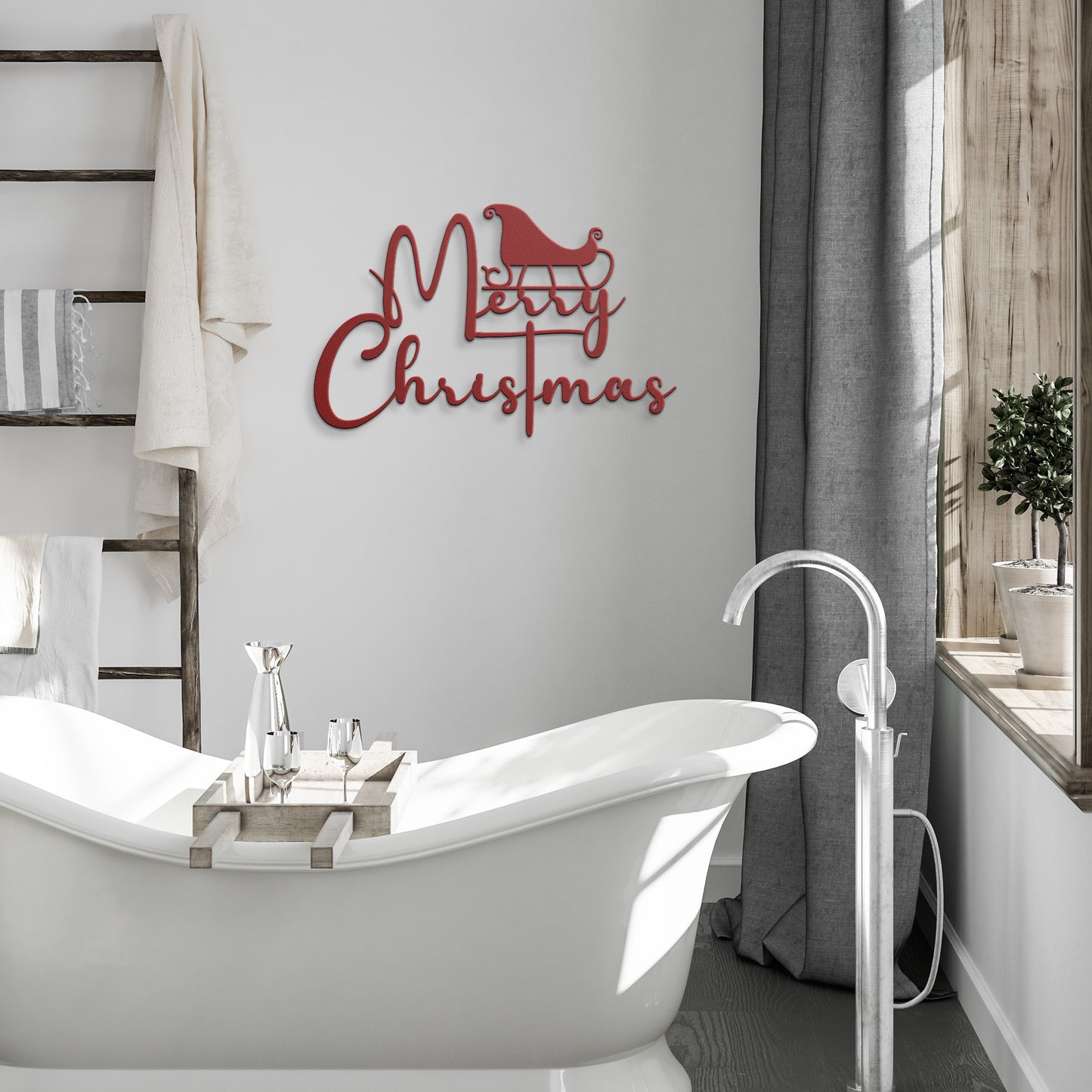Merry Christmas Sleigh Metal Sign