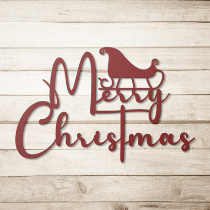 Merry Christmas Sleigh Metal Sign