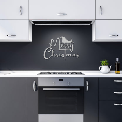 Merry Christmas Sleigh Metal Sign