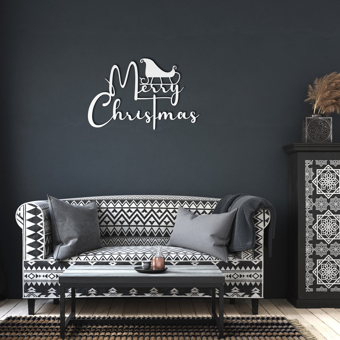 Merry Christmas Sleigh Metal Sign